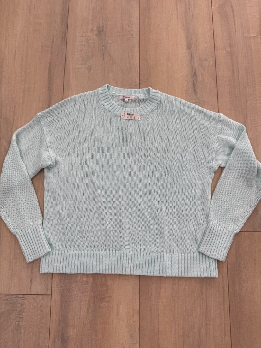 Madewell Aqua Blue Crewneck 100 percent Linen Sweater